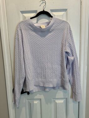 Calvin Klein Light Lavender Cable-Knit Crewneck Sweater